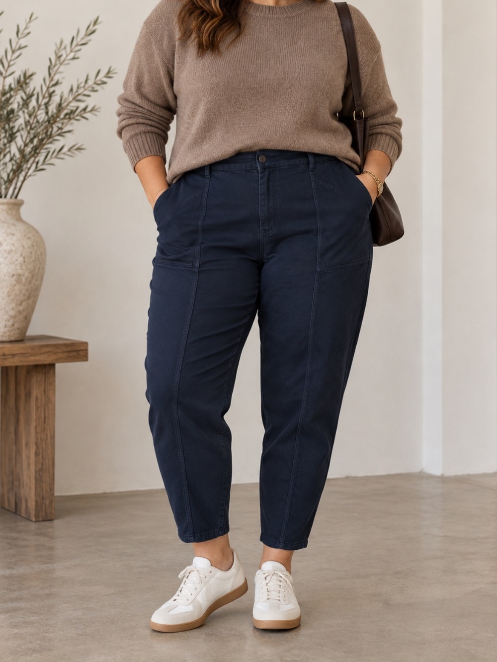 Wrap London Everyday High-Rise Tapered Pants in Navy